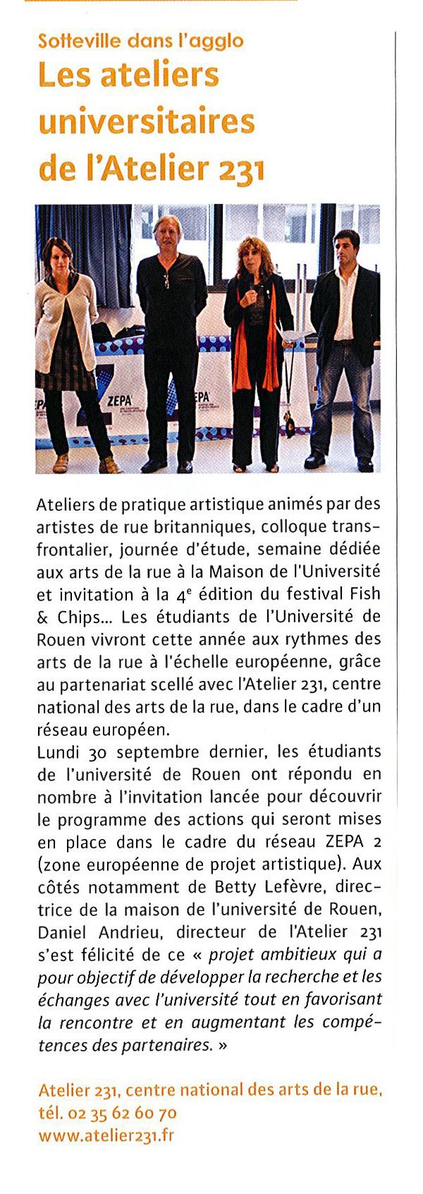 Les Ateliers Universitaires de l'Atelier 231